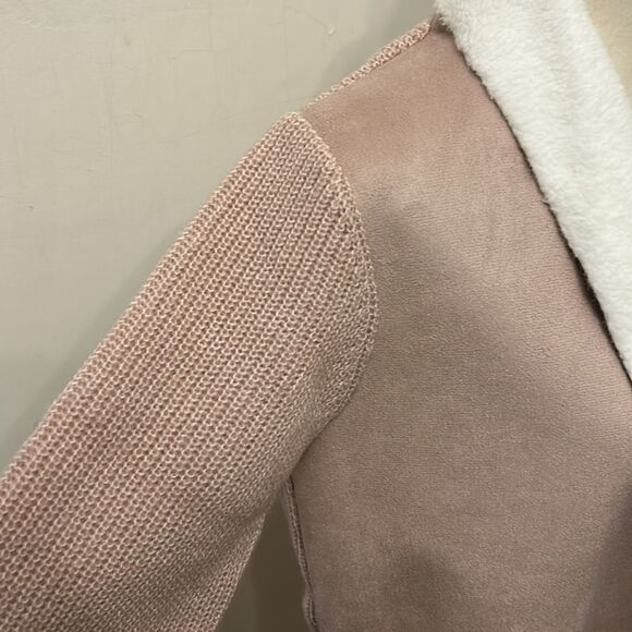 Lety & Me mauve and white mixed media open cardigan Size M New - Picture 3 of 9